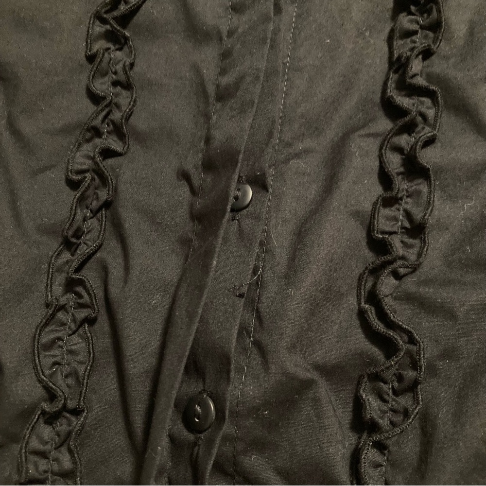 NWOT Worthington Vintage 90s Sleeveless Ruffle Top Blouse Black Women's Size 14 - Picture 6 of 12